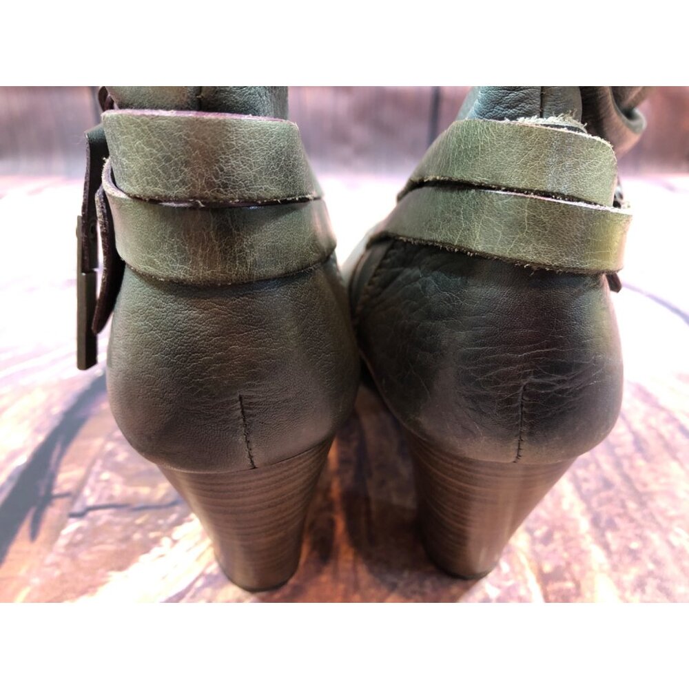 Pikolinos Womens 40 /US 9 - 9.5 Green Leather Heeled Side Zip Booties Boots  (t7 - Picture 9 of 10